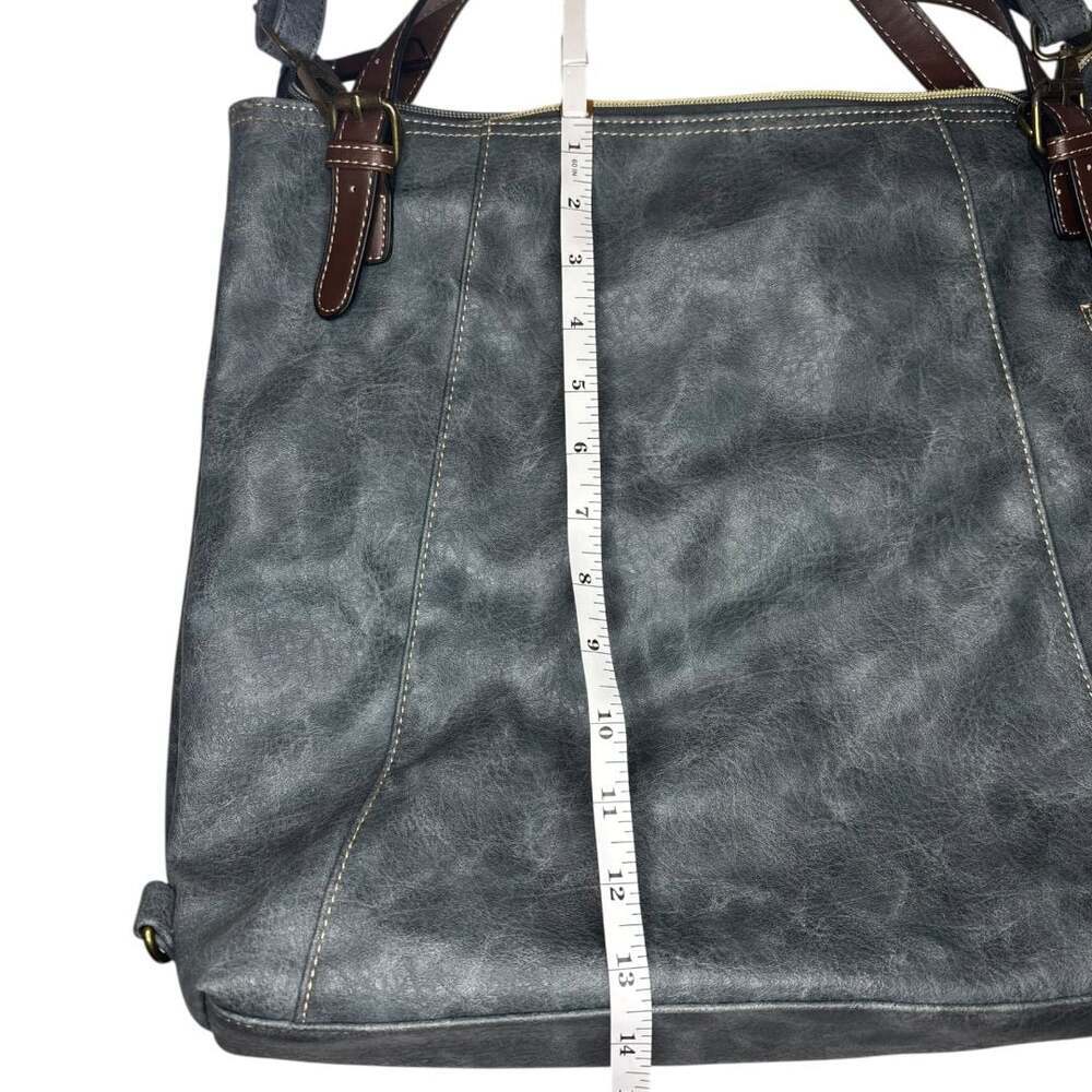 Brenice Large Faux Leather Grey Crossbody Hobo Bag with Contrast Straps - Picture 6 of 9